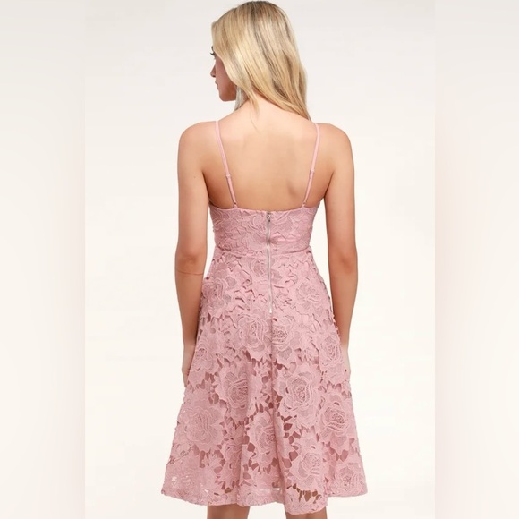 Lulu’s NWT Nora Lee Dusty Rose Sleeveless Lace Midi Dress Size L - Picture 3 of 16